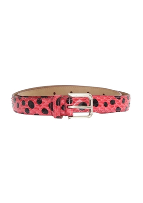 Dolce & Gabbana Pink Polka Snakeskin Silver Buckle Belt - 65 cm / 26 Inches