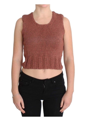 PINK MEMORIES  Cotton Blend Knitted Sleeveless Sweater - One Size