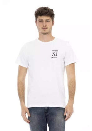 Elegant White Front Print T-Shirt - L