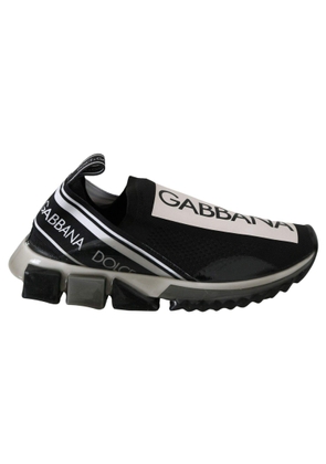 Dolce & Gabbana Black White SORRENTO Sport Stretch Sneakers - EU39/US6