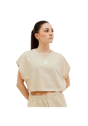 Beige Cotton Tops & T-Shirt - S