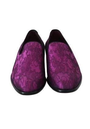 Dolce & Gabbana  Purple Jacquard Loafers Dress Formal Shoes - EU39/US6