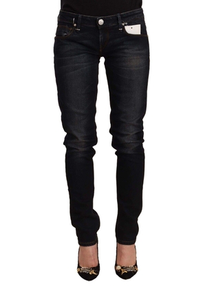 Acht Black Washed Cotton Low Waist Slim Fit Denim Jeans - W26