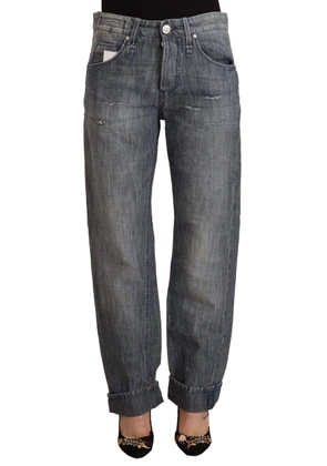 Acht Gray Washed Mid Waist Straight Denim Folded Hem Jeans - W26