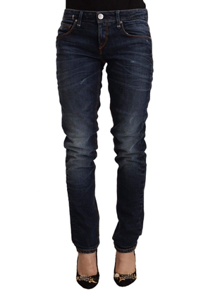 Acht Blue Washed Cotton Mid Waist Skinny Denim Jeans - W26