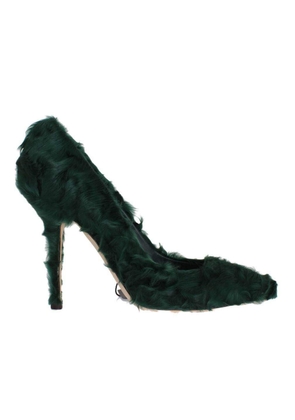 Dolce & Gabbana  Women Green Xiangao Lamb Fur Leather Pumps - EU40/US9.5