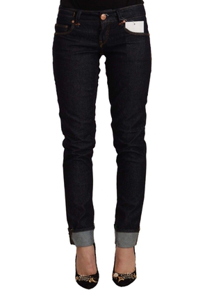 Acht Black Cotton Low Waist Slim Fit Denim Jeans - W26