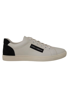 Dolce & Gabbana White Black Leather Low Shoes Sneakers - EU39.5/US6.5