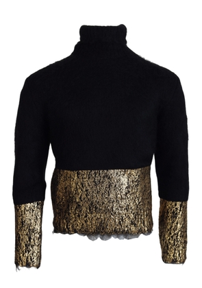 Dolce & Gabbana Black Gold Turtleneck Mohair Pullover s Sweater - XS