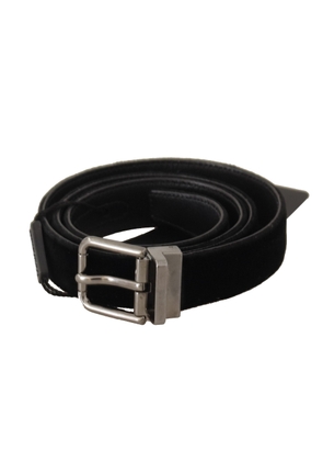 Dolce & Gabbana Black Cotton Silver Tone Metal Buckle Belt - 85 cm / 34 Inches
