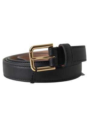 Dolce & Gabbana Black Leather Gold Tone Metal Buckle Belt - 100 cm / 40 Inches
