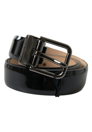 Dolce & Gabbana Black Calf Leather Metal Buckle Men Belt - 75 cm / 29,5 Inches