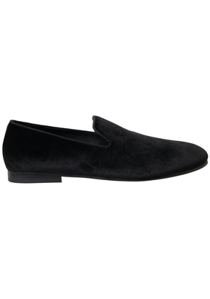 Dolce & Gabbana Black Velvet Loafers Formal Shoes - EU39/US6