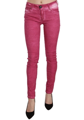 Dolce & Gabbana Pink Velvet Mid Waist Skinny Trouser Pants - W26