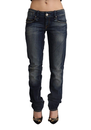 Acht Dark Blue Washed Cotton Skinny Denim Low Waist Jeans - W26