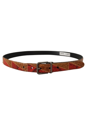Dolce & Gabbana Multicolor Exotic Vintage Chrome Buckle Belt - 90 cm / 36 Inches