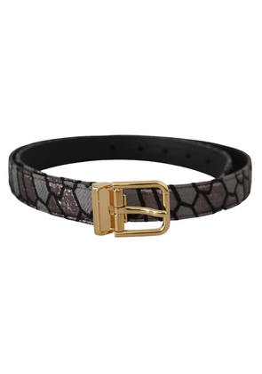 Dolce & Gabbana Multicolor Patchwork Leather Gold Jaquard Belt - 90 cm / 36 Inches