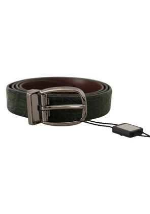 Dolce & Gabbana Green Exotic Leather Silver Buckle Belt - 95 cm / 38 Inches