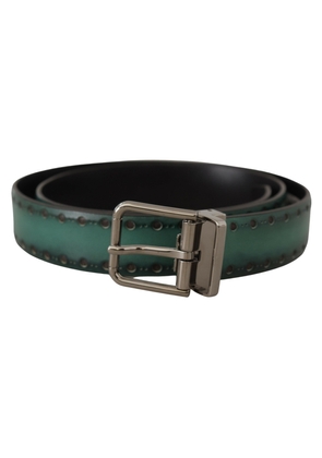 Dolce & Gabbana Green Giotto Leather Silver Metal Buckle Belt - 90 cm / 36 Inches