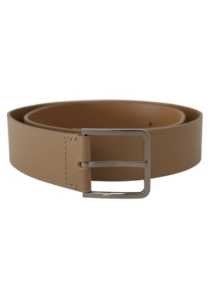 Dolce & Gabbana Beige Calf Leather Wide Silver Metal Belt - 90 cm / 36 Inches