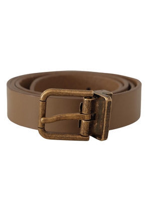 Dolce & Gabbana Brown Solid Leather Brass Buckle Classic Belt - 90 cm / 36 Inches