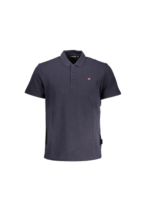 Blue Cotton Men Polo - M