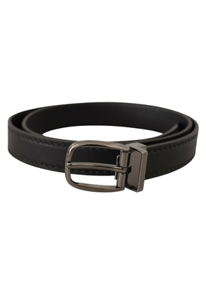 Dolce & Gabbana Black Leather Metal Logo Buckle Belt - 95 cm / 38 Inches