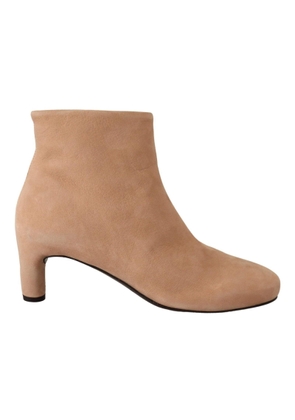 DEL CARLO Beige Suede Leather Mid Heels Pump Boot - EU36/US5.5