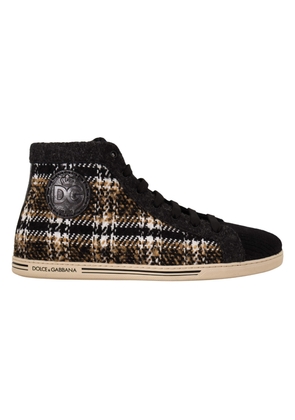 Dolce & Gabbana Beige Brown Wool Cotton High Top Sneakers - EU44/US11