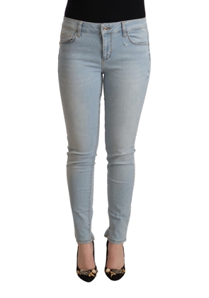 Liu Jo Light Blue Cotton Mid Waist Slim Fit Denim Jeans - W32