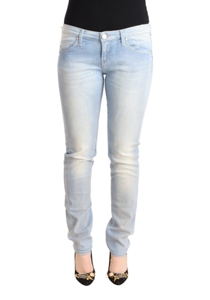 Acht Light Blue Washed Cotton Low Waist Skinny Denim Jeans - W30