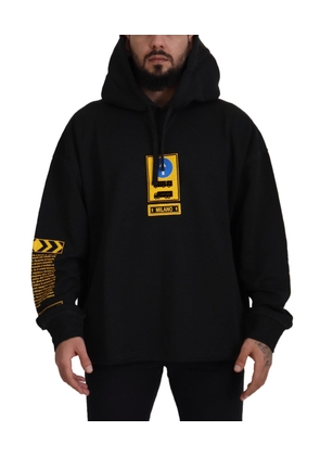 Dolce & Gabbana Black Cotton Hooded DG Shield Pullover Sweater - M