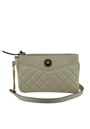 Versace White Lamb Leather Pouch Crossbody Bag