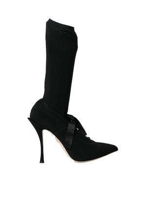 Dolce & Gabbana Black Stiletto Heels Mid Calf Boots Shoes - EU39/US8.5