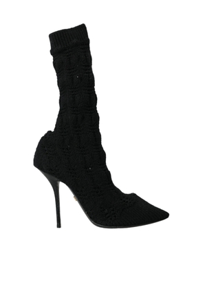 Dolce & Gabbana Black Stiletto Heels Mid Calf Boots Shoes - EU39/US8.5