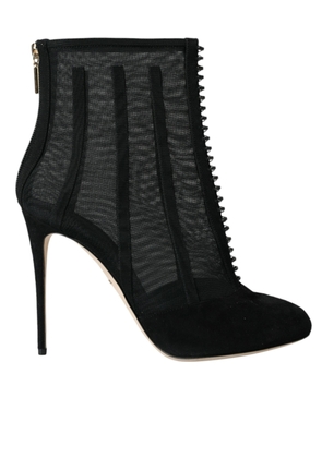 Dolce & Gabbana Black Mesh Stiletto Heels Ankle Boots Shoes - EU40/US9.5