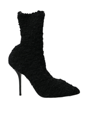 Dolce & Gabbana Black Stiletto Heels Mid Calf Boots Shoes - EU37.5/US7
