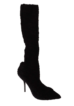Dolce & Gabbana Black Stretch Socks Knee High Booties Shoes - EU41/US10.5
