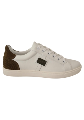 Dolce & Gabbana White Suede Leather Mens Low Tops Sneakers - EU39.5/US6.5