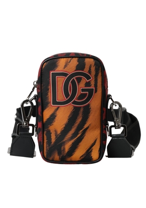 Multicolor Tiger Print Nylon Logo Cross Body Bag