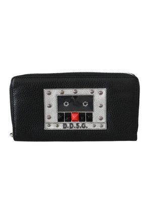 Dolce & Gabbana  Black Mens Zipper Continental Purse 100% Leather Wallet