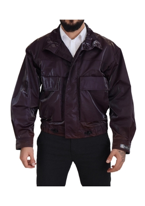 Dolce & Gabbana Purple Nylon Collared Biker Coat Jacket - XS
