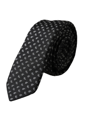 Black Jacquard Patterned Silk Adjustable Men Tie