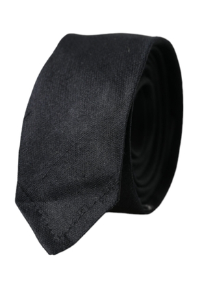 Black Solid 100% Silk Adjustable Tie