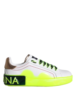 White Leather Portofino Low Top Sneakers Shoes - EU35/US4.5