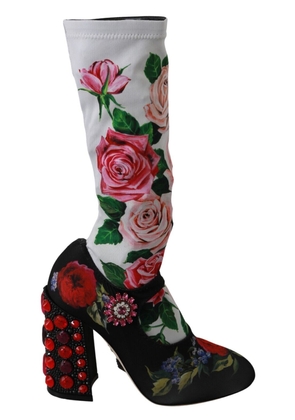 Floral Embellished Socks Boots - EU38/US7.5
