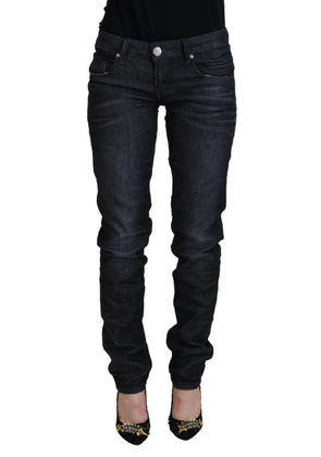 Black Cotton Low Waist Slim Fit Women Casual Denim Jeans - W26