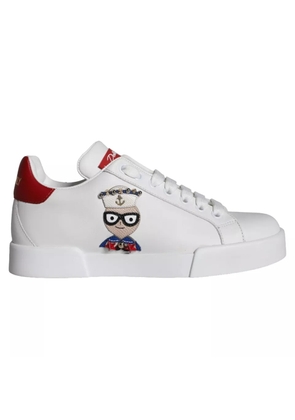 White Patch Calfskin Nappa Portofino Sneakers Shoes - EU35/US4.5