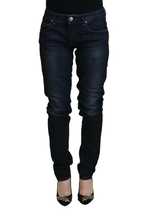 Blue Cotton Skinny Low Waist Women Casual Denim Jeans - W26