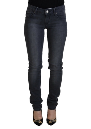 Gray Cotton Skinny Low Waist Women Casual Denim Jeans - W26